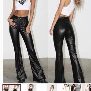REVICE Black Flare Leather Pants Size 27